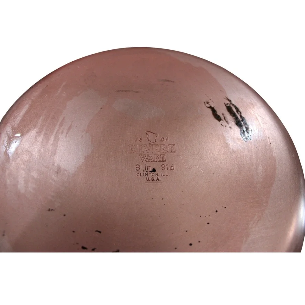 Revere Ware 9 Inch Skillet Frying Pan Copper Bottom Stainless Steel 1801 USA